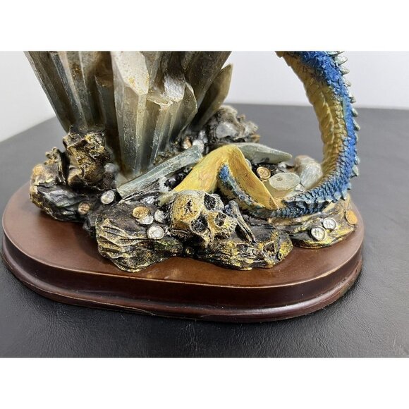 Magic Mystical Blue Dragon Climbing on Crystal Rock Collectible 14" Figurine - Picture 9 of 16